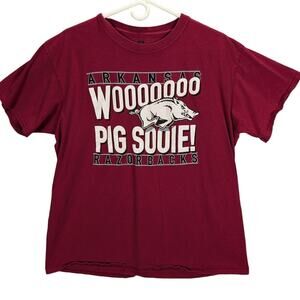 Razorbacks Shirt Mens Large Red Woo Pig Sooie Hogs Arkansas Football Basketball
